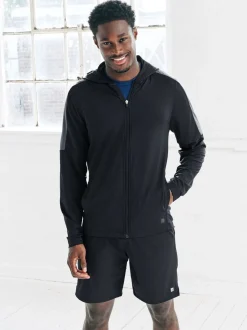 Black Zip Through Hoodie Active Training Top