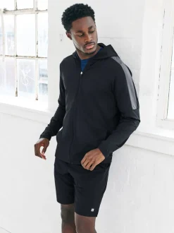 Black Zip Through Hoodie Active Training Top