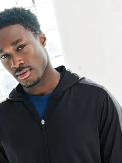 Black Zip Through Hoodie Active Training Top