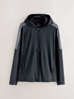 Black Zip Through Hoodie Active Training Top