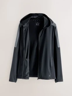 Black Zip Through Hoodie Active Training Top