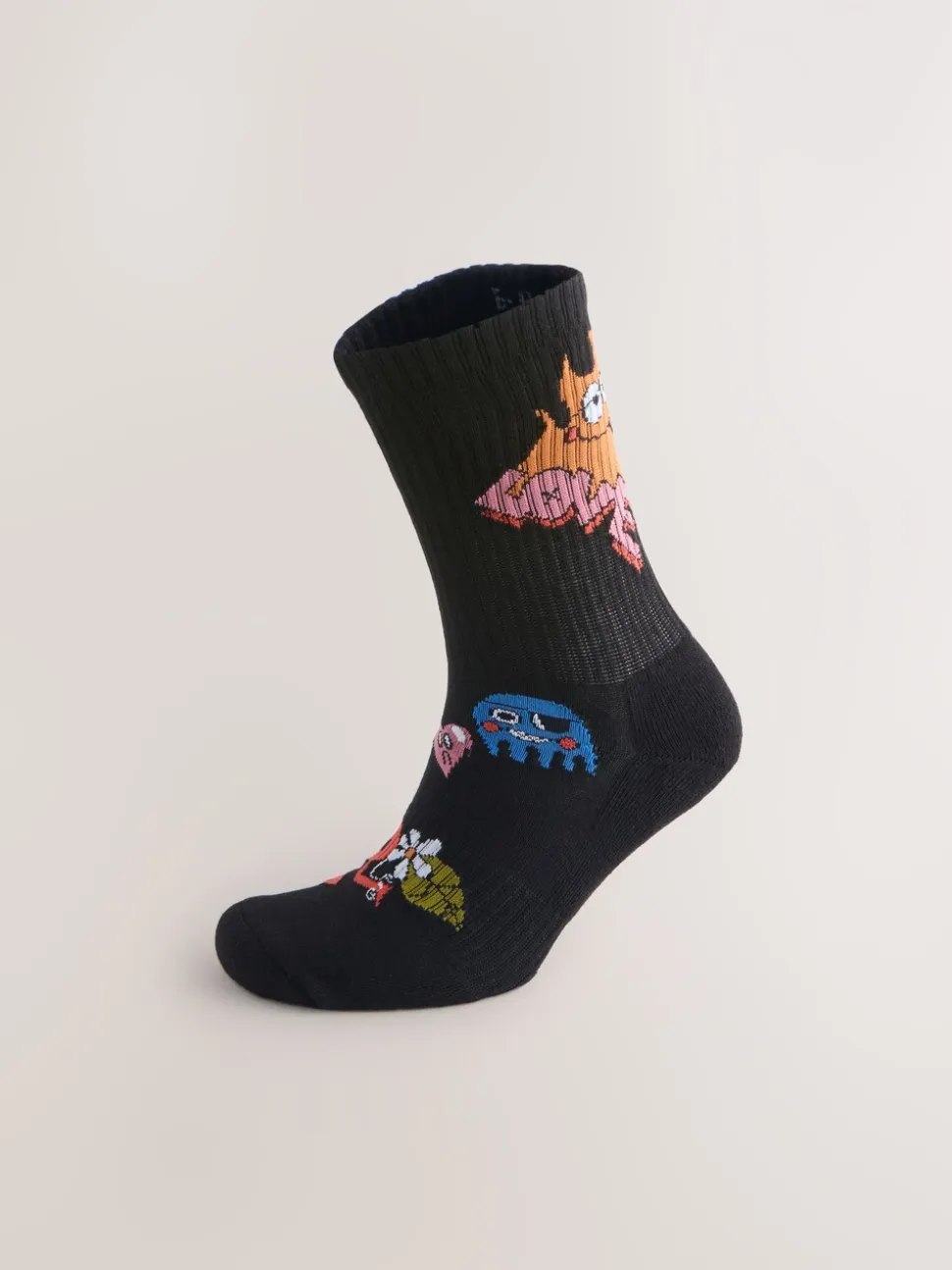 Black/Blue Wotto License Pattern Sports Socks 2 Pack