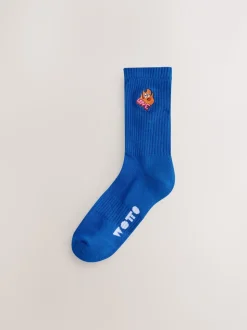 Black/Blue Wotto License Pattern Sports Socks 2 Pack