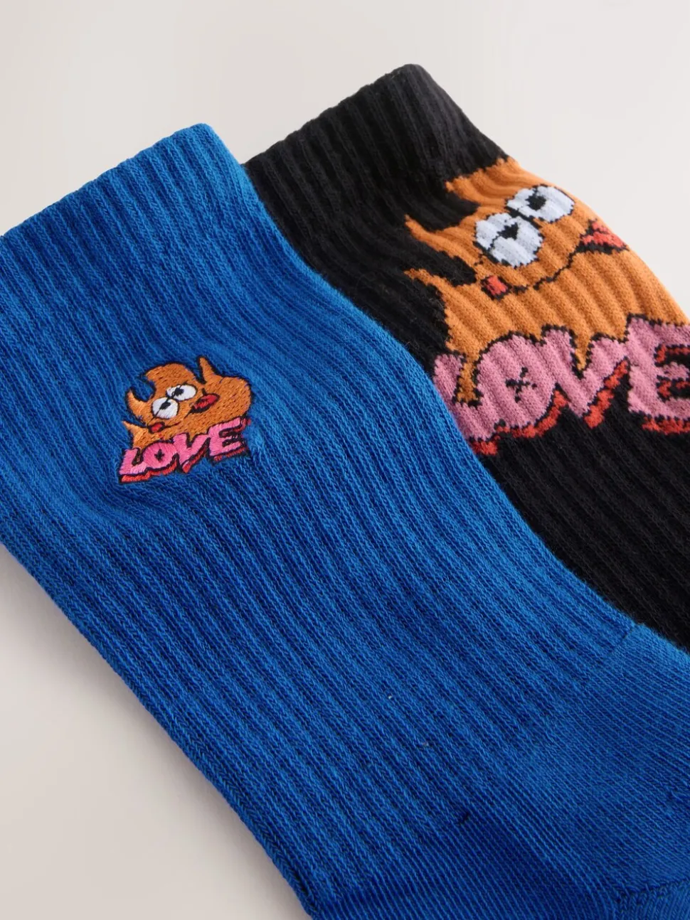 Black/Blue Wotto License Pattern Sports Socks 2 Pack