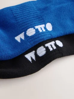 Black/Blue Wotto License Pattern Sports Socks 2 Pack