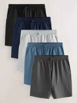 Black/Blue/Grey Loopback Soft Touch 5 Pack Joggers Shorts