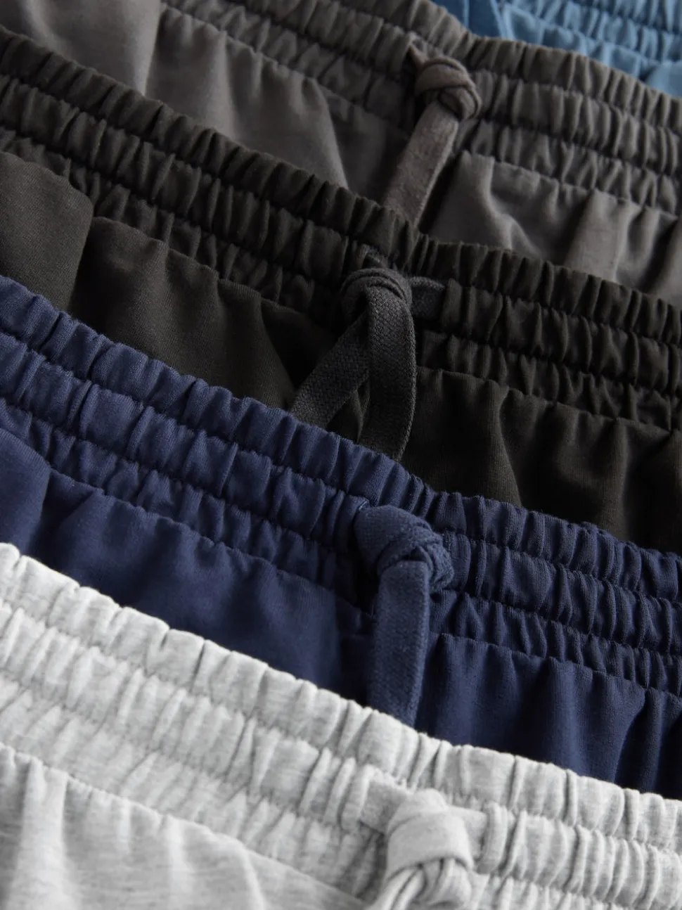 Black/Blue/Grey Loopback Soft Touch 5 Pack Joggers Shorts
