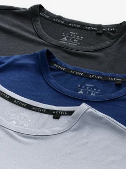 Black/Blue/Ice Grey Short Sleeve Tee Active Gym Mesh Vests 3 Pack