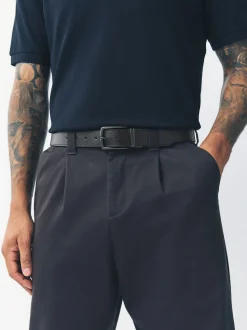 Black/Brown Reversible Grainy Leather Belt