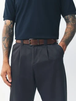 Black/Brown Reversible Grainy Leather Belt