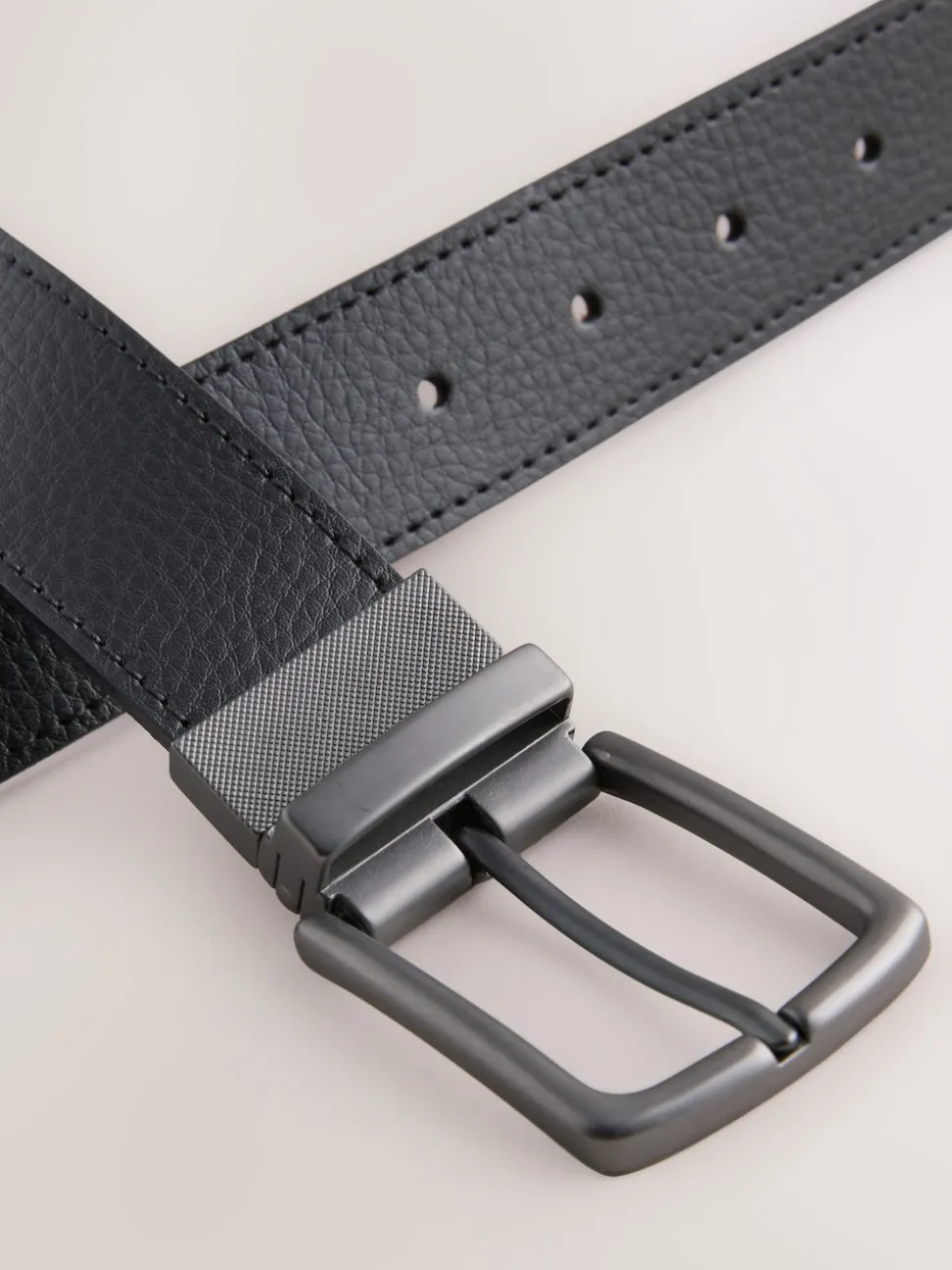 Black/Brown Reversible Grainy Leather Belt