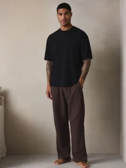Black/Brown Short Sleeve Pyjamas Set