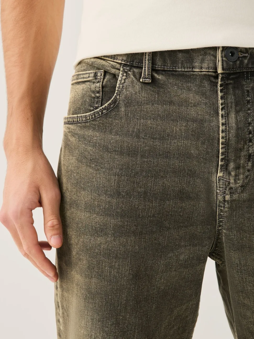 Black/Brown Single Straight Fit Classic Stretch Jeans