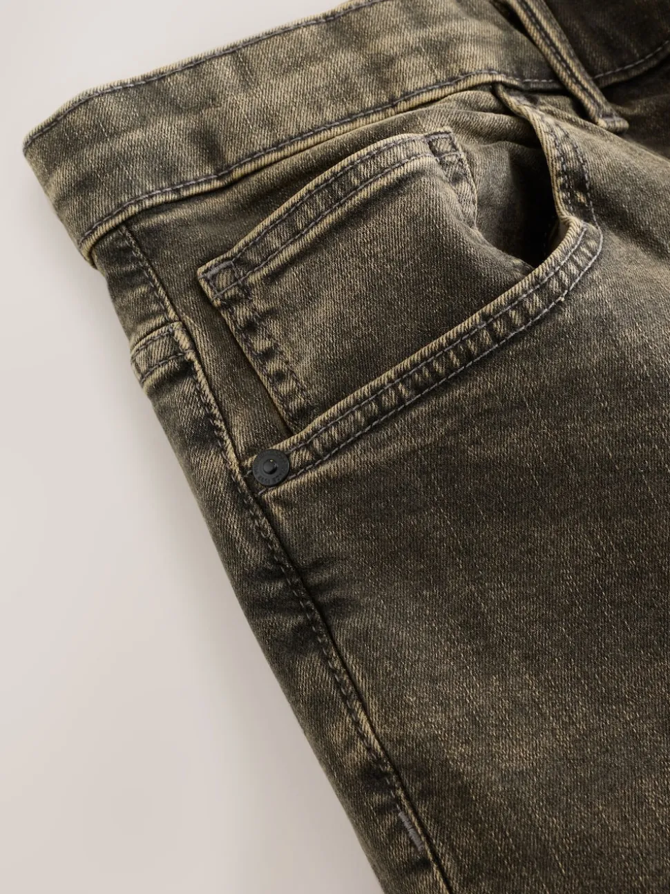 Black/Brown Single Straight Fit Classic Stretch Jeans
