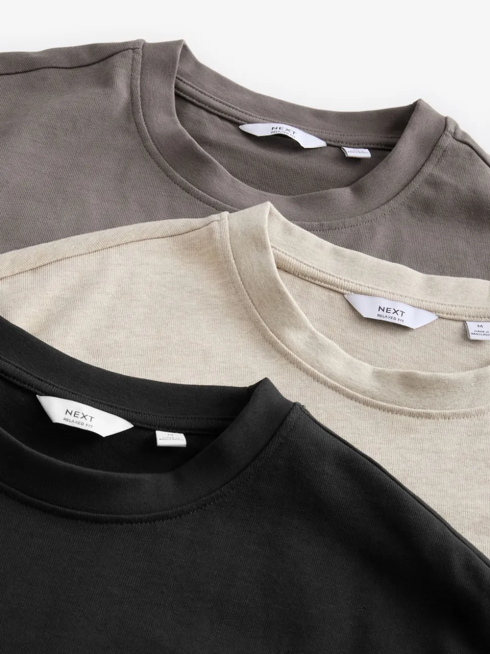 Black/Brown/Light Neutral Relaxed Fit Heavyweight T-Shirts 3 Pack