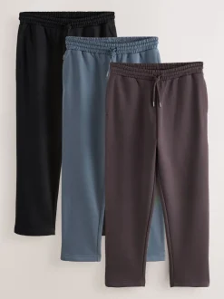 Black/Chocolate Brown/Steel Blue Brushback Heavyweight 3 Pack Joggers