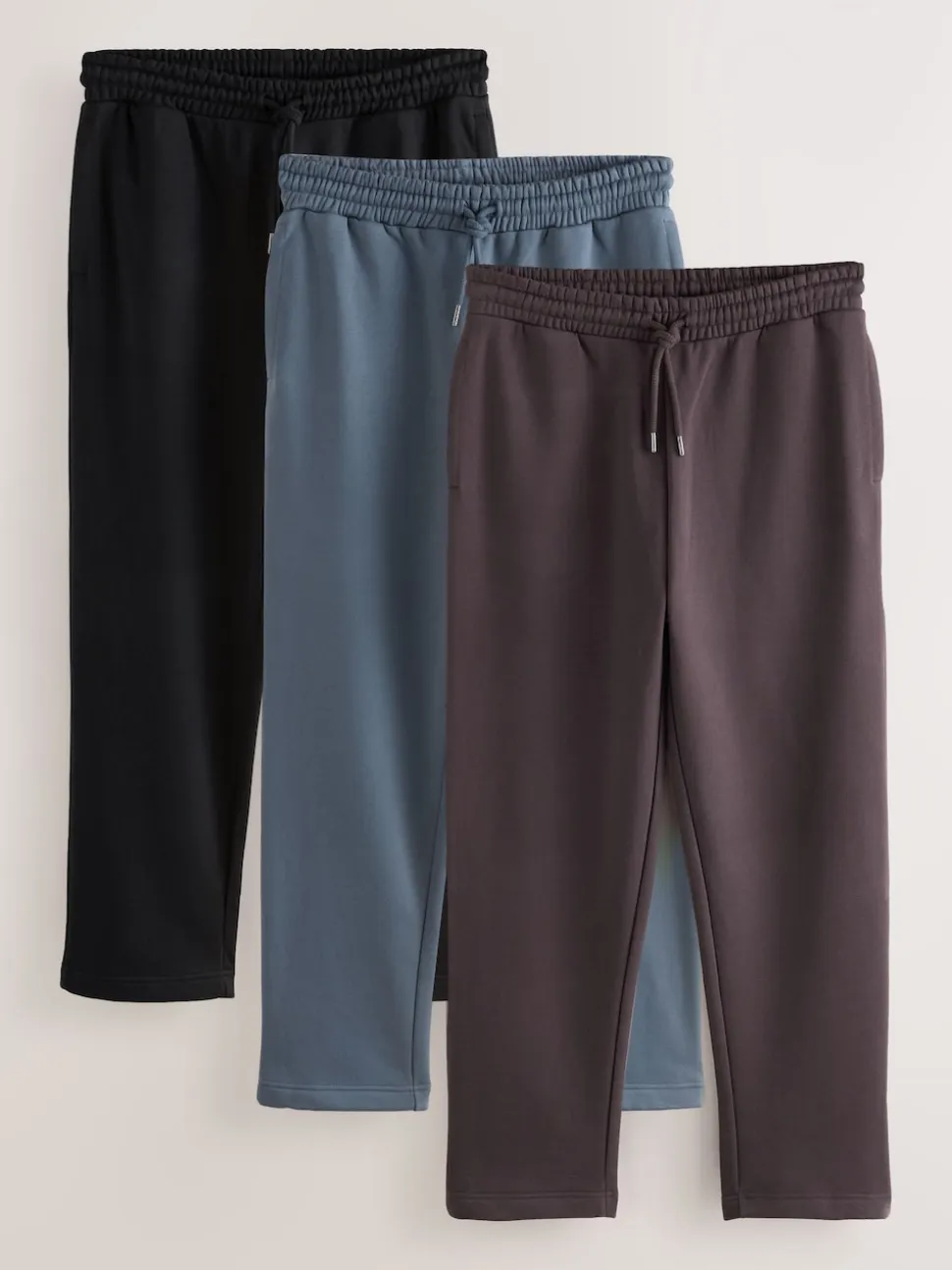 Black/Chocolate Brown/Steel Blue Brushback Heavyweight 3 Pack Joggers
