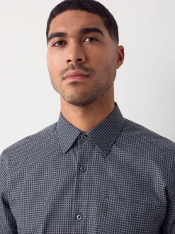 Black/Gold Link Regular Fit Long Sleeve Print Shirt