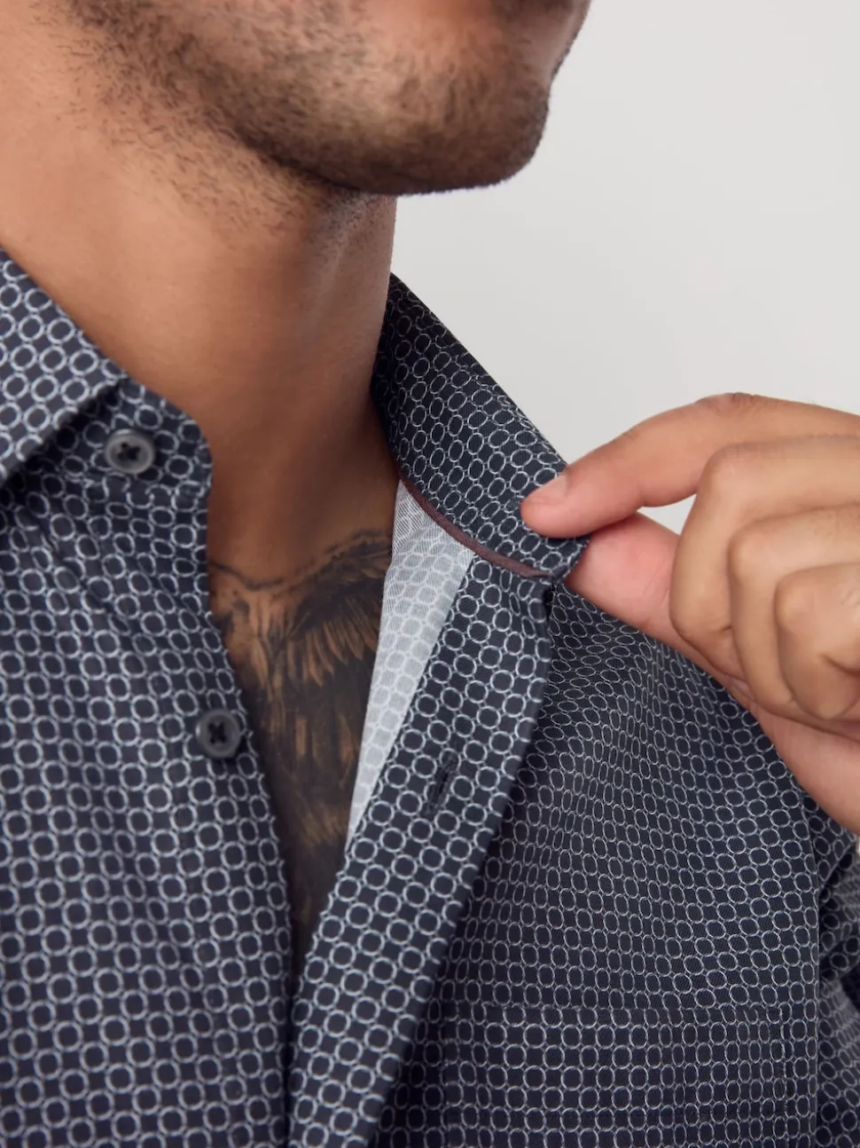 Black/Gold Link Regular Fit Long Sleeve Print Shirt