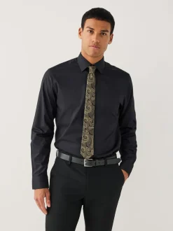 Black/Gold Paisley Regular Fit Shirt And Tie Party Pack