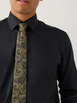 Black/Gold Paisley Regular Fit Shirt And Tie Party Pack