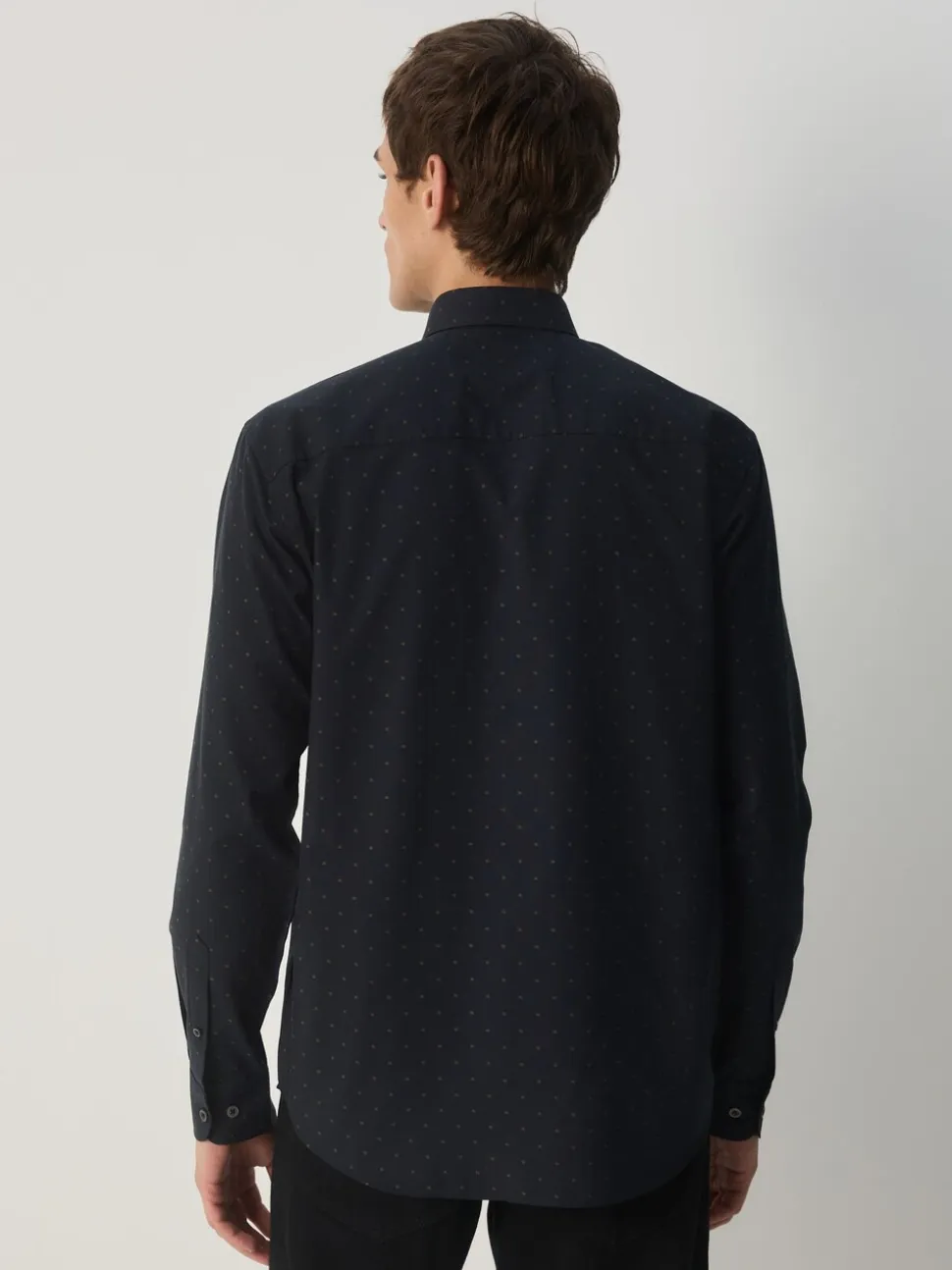 Black/Gold Regular Fit Long Sleeve Embroided Print Smart Shirt