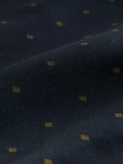 Black/Gold Regular Fit Long Sleeve Embroided Print Smart Shirt
