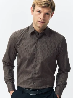 Black/Gold Regular Fit Smart Trimmed Long Sleeve Party Shirt