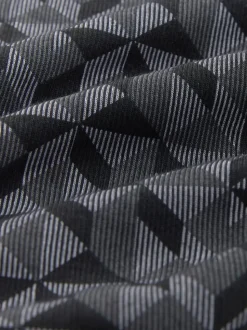 Black/Grey Geo Pattern Quarter Zip Polo Shirt