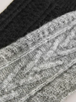 Black/Grey Heavyweight Thermal Cable Socks 2 Pack