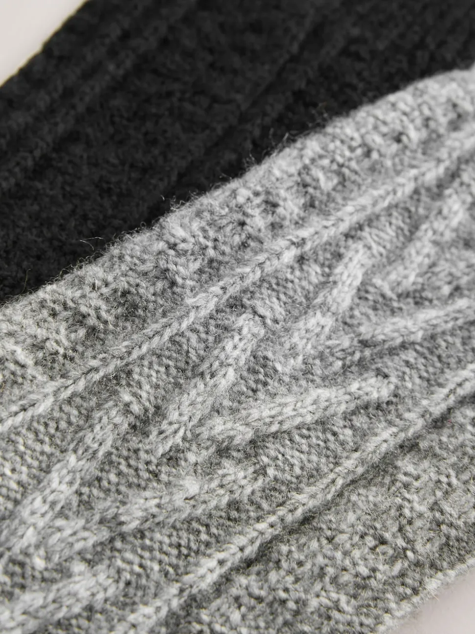 Black/Grey Heavyweight Thermal Cable Socks 2 Pack