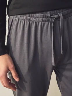 Black/Grey Long Sleeve Cuffed 100% Cotton Pyjamas
