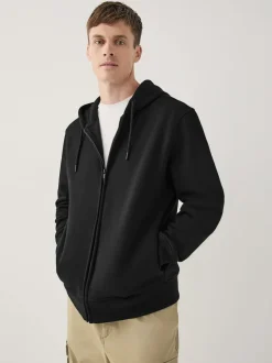 Black/Grey Marl Cotton Rich Heavyweight Jersey Full Zip Hoodies 2 Pack