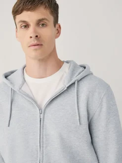 Black/Grey Marl Cotton Rich Heavyweight Jersey Full Zip Hoodies 2 Pack