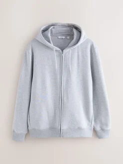 Black/Grey Marl Cotton Rich Heavyweight Jersey Full Zip Hoodies 2 Pack