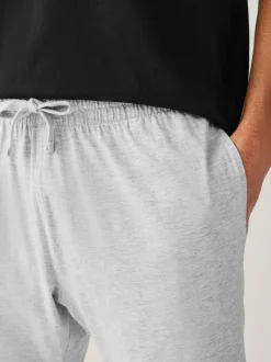 Black/Grey Marl Short Sleeve Jersey Pyjamas Set