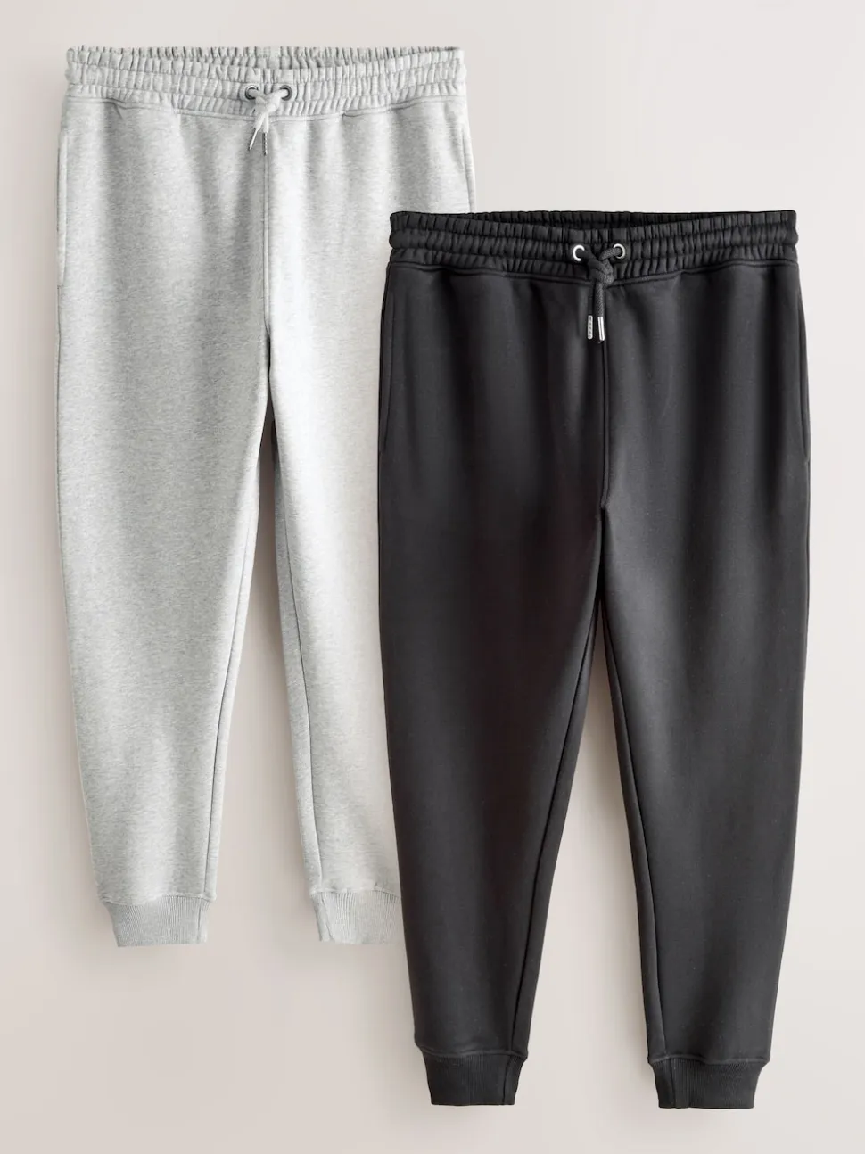 Black/Grey Marl Slim Fit Brushback Heavyweight 2 Pack Joggers