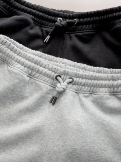Black/Grey Marl Slim Fit Brushback Heavyweight 2 Pack Joggers