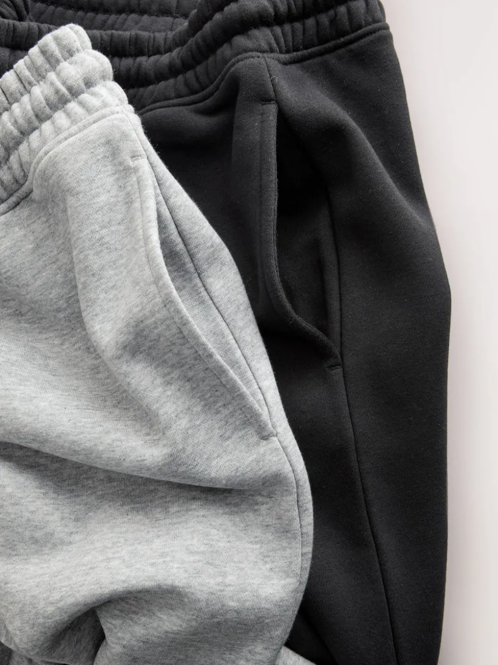 Black/Grey Marl Slim Fit Brushback Heavyweight 2 Pack Joggers