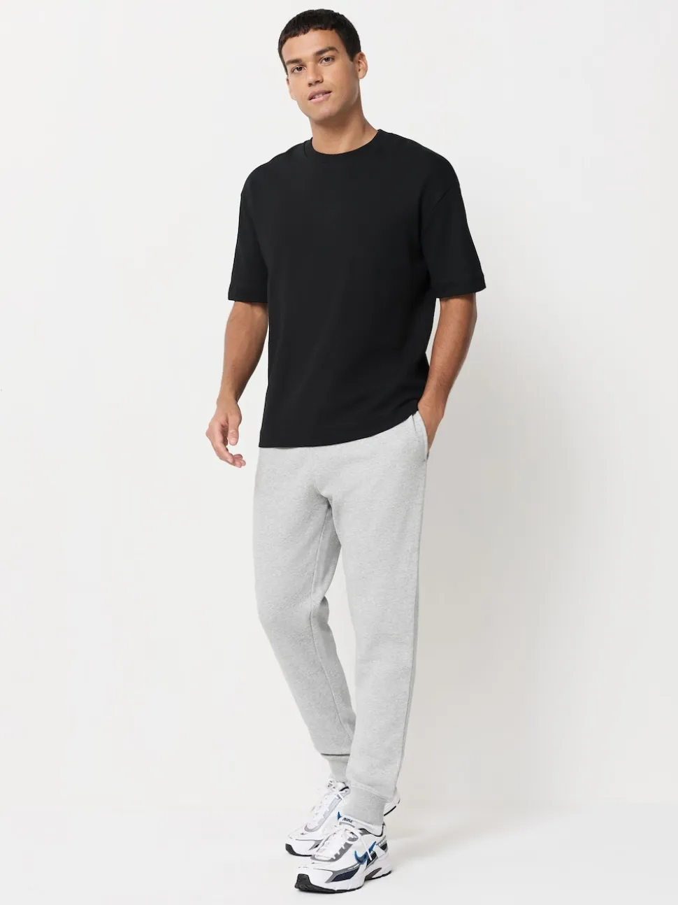 Black/Grey Marl Slim Fit Brushback Heavyweight 2 Pack Joggers