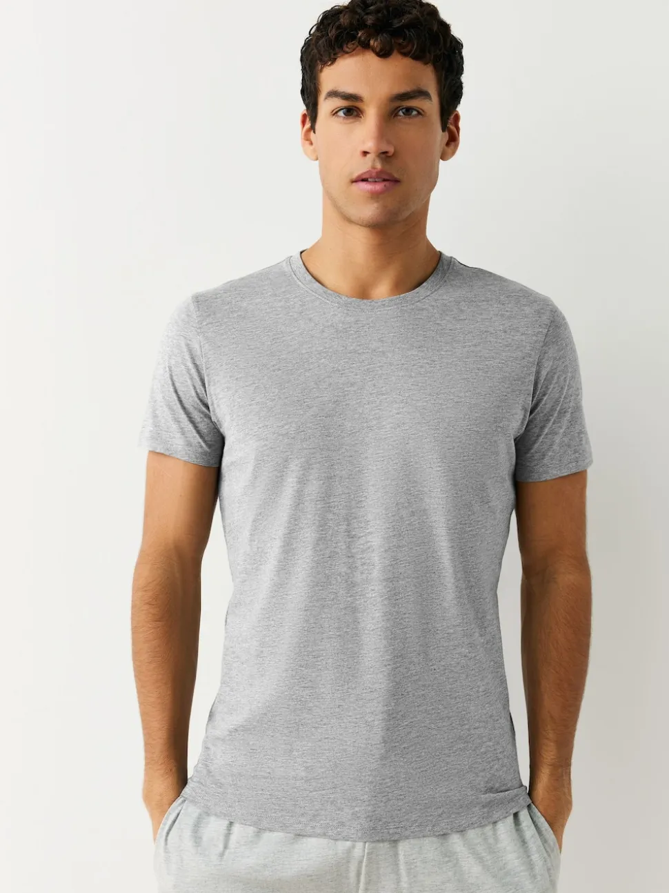 Black/Grey Marl/White/Navy Slim Fit 100% Cotton Layering T-Shirts 5 Pack
