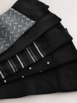 Black/Grey Pattern Smart Socks 5 Pack
