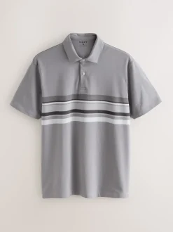 Black/Grey/Neutral Block Regular Fit Short Sleeve Jersey Polo Shirts 3 Pack