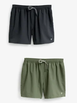 Black/Khaki Green Essential Swim Shorts 2 Pack