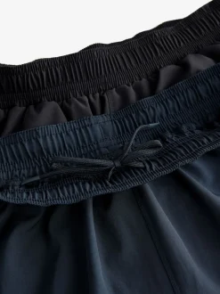 Black/Navy Blue 7 Inch Active Gym Sports Shorts 2 Pack