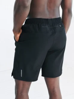 Black/Navy Blue 9 Inch Active Gym Sports Shorts 2 Pack