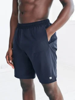 Black/Navy Blue 9 Inch Active Gym Sports Shorts 2 Pack