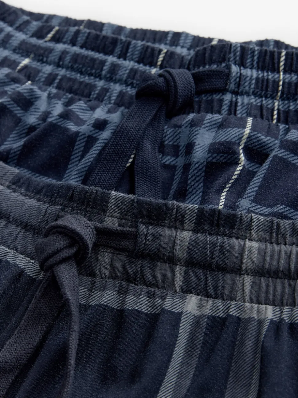 Black/Navy Blue Check Jersey 100% Cotton Pyjama Bottoms 2 Pack