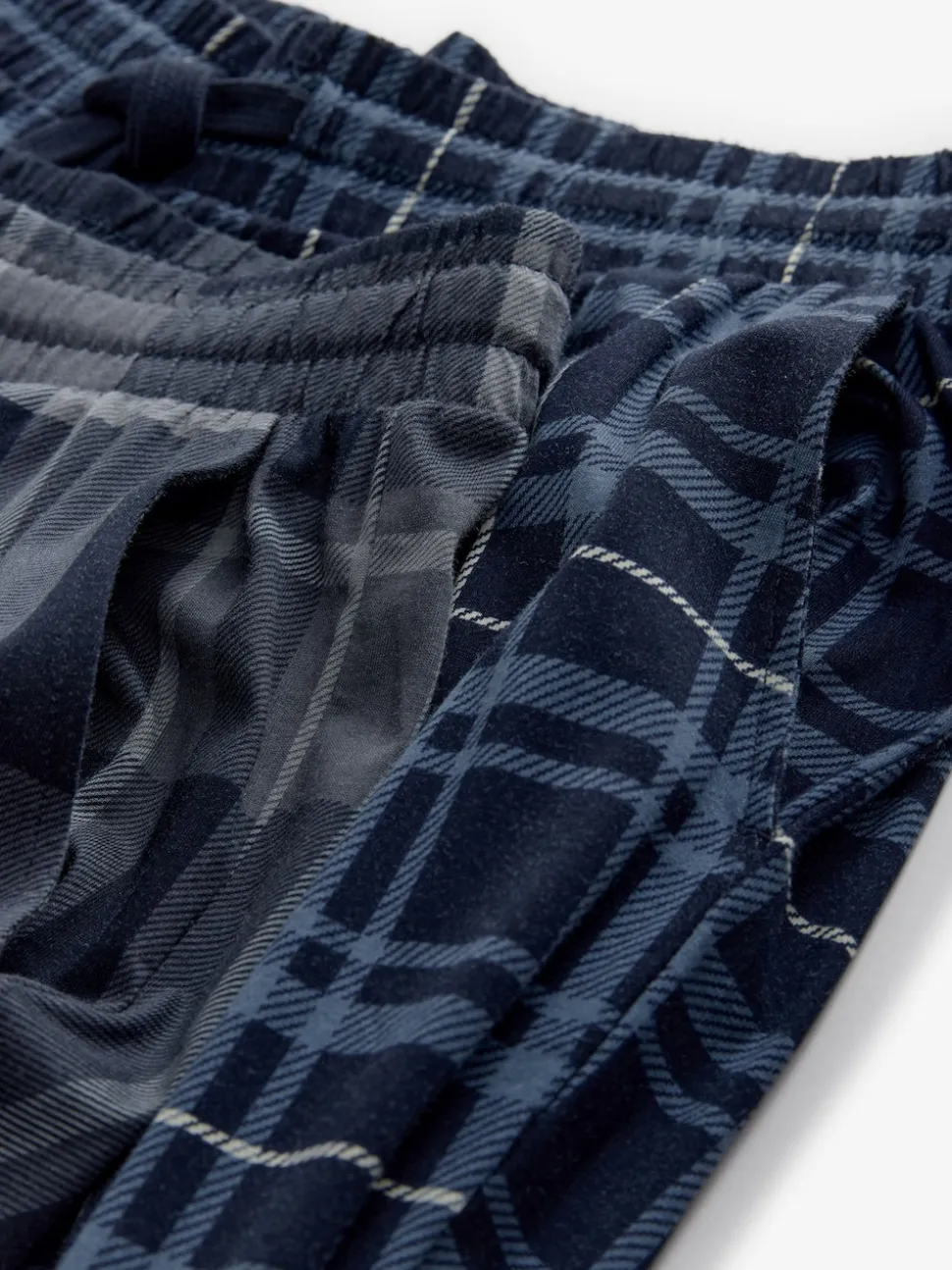 Black/Navy Blue Check Jersey 100% Cotton Pyjama Bottoms 2 Pack