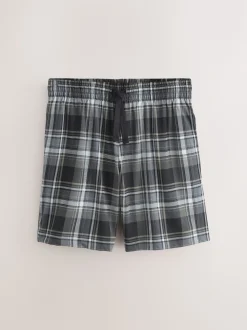 Black/Navy Blue Check Short Sleeve Jersey Pyjamas Set 2 Pack
